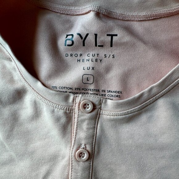 BYLT Shirt - Large - Henley Short Sleeve - Drop Cut - Picture 3 of 4